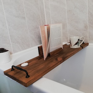 Wooden Bath Caddy. Bath Board. Bath Tray. Slimline. Handmade in Wales . Christmas / Birthday Gift. Unique and Customisable.
