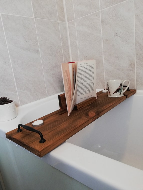 Wooden Bath Caddy. Bath Board. Bath Tray. Slimline. Handmade in