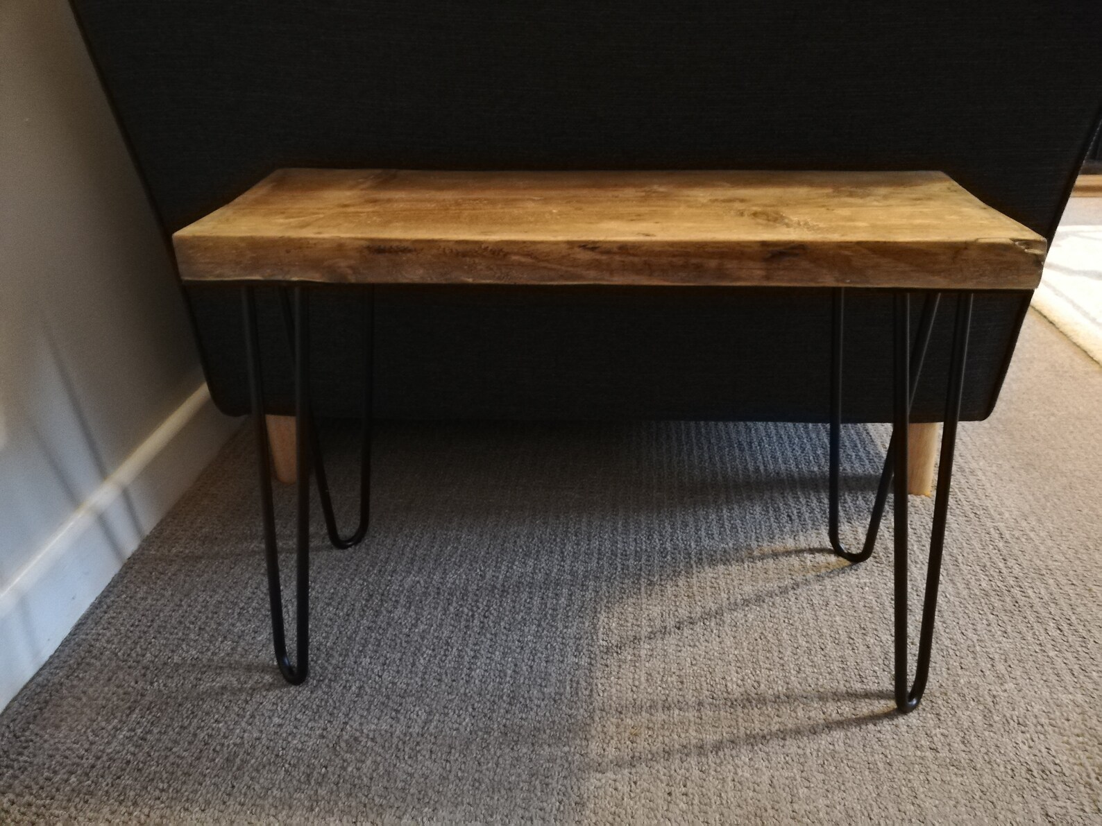 Rustic Solid Wood Side Coffee Table With Hairpin Legs. Etsy