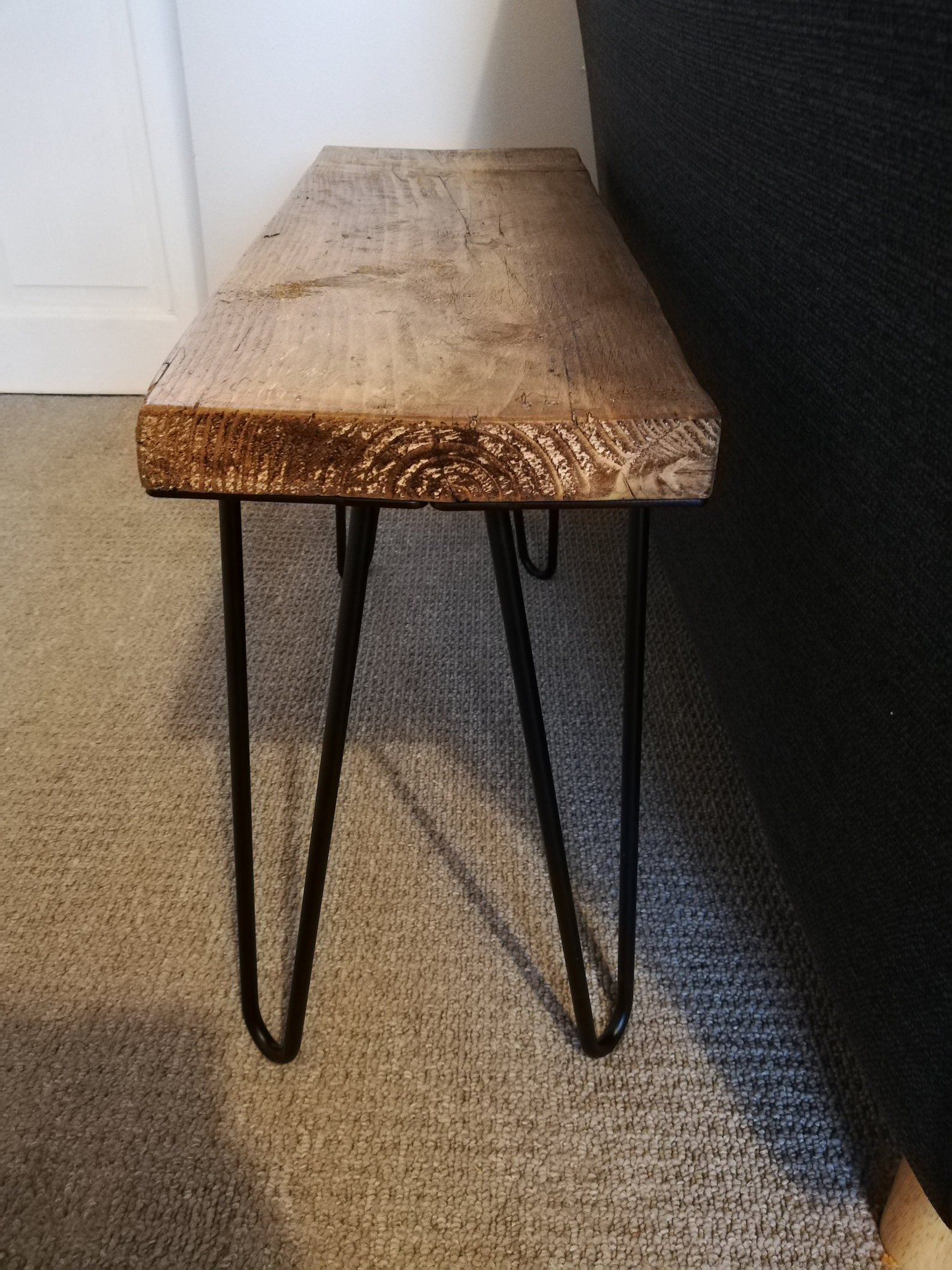 Rustic Solid Wood Side Coffee Table With Hairpin Legs. Etsy