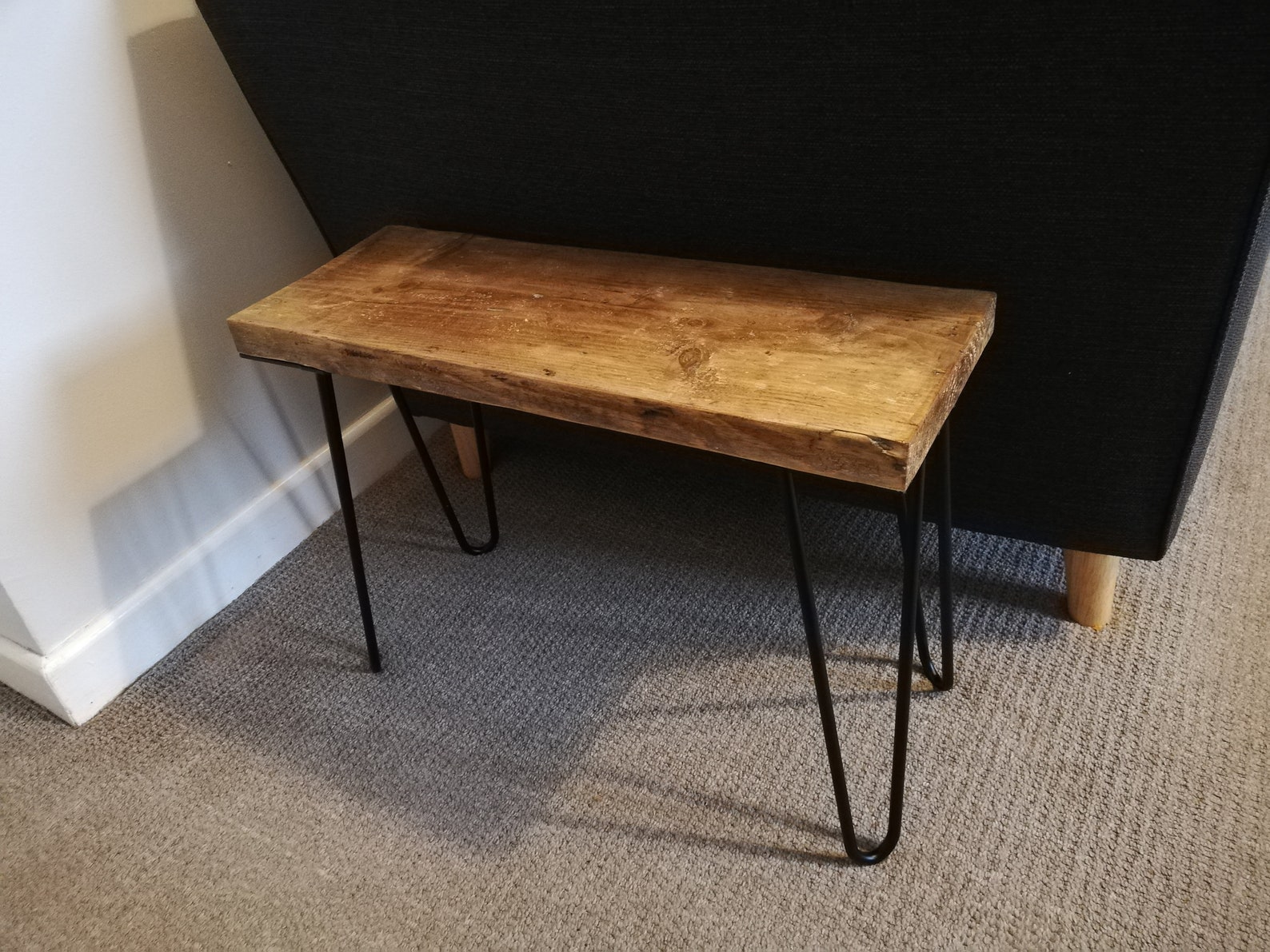Rustic Solid Wood Side Coffee Table With Hairpin Legs. Etsy