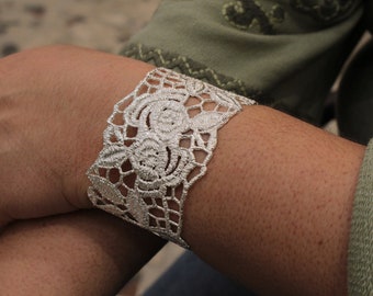 Art Nouveau Cuff Bracelet | Floral Cuff Bracelet Design | Wide Cuff Bracelet | Laced Sterling Silver Jewelery