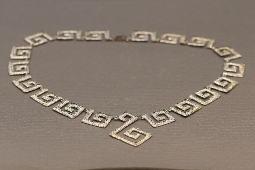 Laced Sterling Silver Greek Key Necklace S Letter Necklace Etsy UK