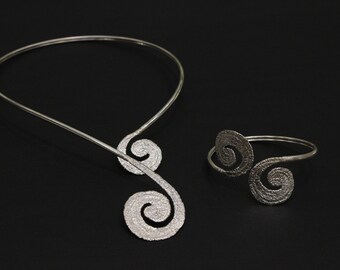 Sterling Silver Jewelry Swirly Olive Leaves Statement Bracelet Ancient Greece Themed Design