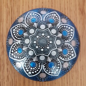 Hand painted Mandala design Stonecast rock/stone