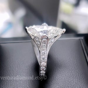 3.03 Carat Marquise Lab Grown Diamond Ring, Vintage 14K White Gold, IGI Certified VS2 Excellent Cut Engagement Ring