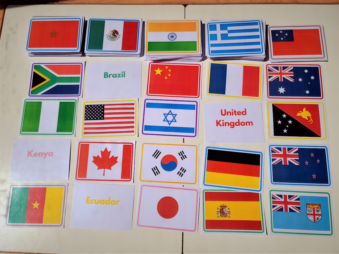 198 World Flags Educational Flashcards Printable Flashcards Etsy