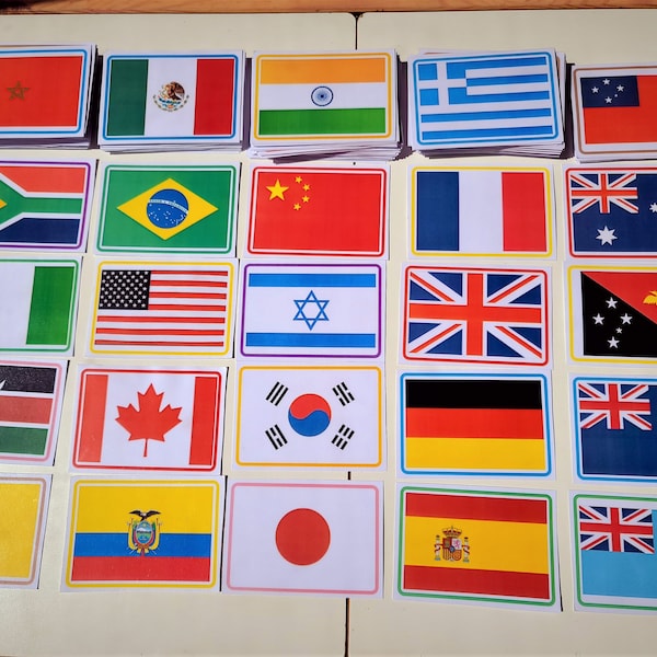 198 World Flags, Educational Flashcards, Printable Flashcards, Countries of the World, Learning Games, Visual Learner, Home School Activity