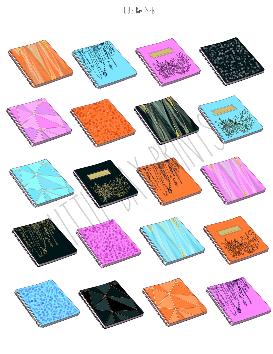 Notebooks Stickers Printable Clipart INSTANT DOWNLOAD | Etsy