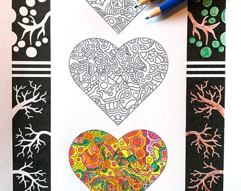 25 pages Full of Hearts | coloring pages (#1-25) | doodle2day | Instant download | Printable