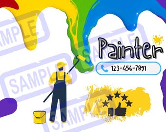 Editable Painter Business Card | Single Front Digital Template | Canva Business Card Design