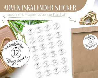 Last Minute DIY Advent Calendar Sticker| Numbers 1-24| Christmas stickers|4 x 4 cm|for filling| Advent Calendar Numbers digital