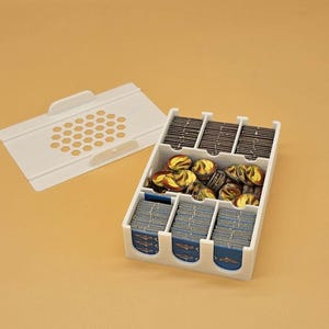 Tokens and Chits Tray for Catan, Seafarers, Traders Barbarians, and their Extensions. With Lid.