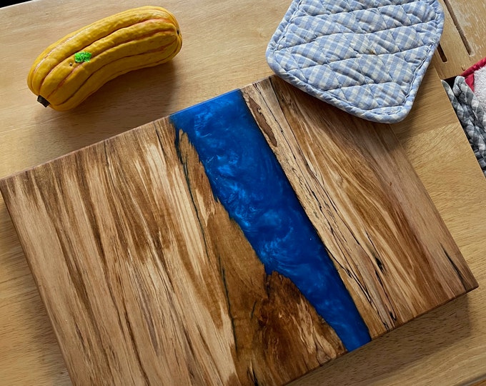 Spalted Maple and Blue Epoxy Charcuterie Board