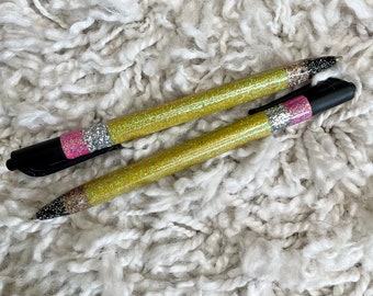 Pencil glitter pen for teacher, personalized pen, ballpoint pen, thank you gift for teacher, back to school pen, stocking stuffer