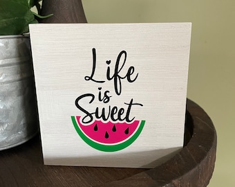 Watermelon decor, Wood watermelon sign, summer decoration for home, Tiered tray decor, farmhouse decor, housewarming gift for new homeowner