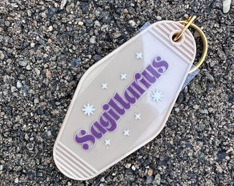 motel keychain, astrology keychain, birthday gift for sister, astrology gift for daughter, anniversary gift for girlfriend, Mothers Day gift