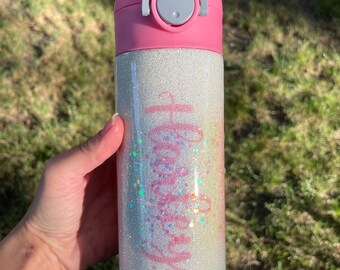 Glitter tumbler, kid water bottle with name, personalized water bottle, unicorn tumbler, birthday gift for daughter, back to school cup
