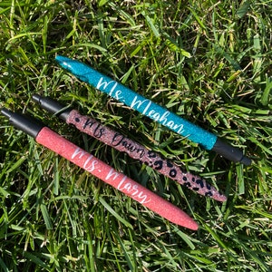 Glitter pens with name, Appreciation gift for teacher, birthday gift for nurse, office supplies for womens desk, personalized pens for nurse