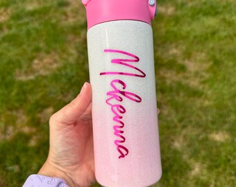 Ombré Glitter tumbler, kids water bottle personalized, glitter water bottle, summer camp cup, birthday gift for daughter