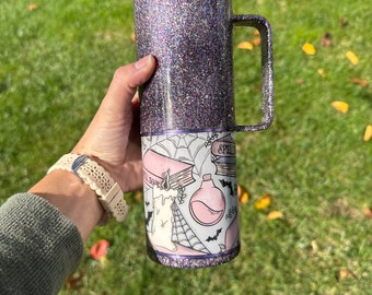 Witchy glitter tumbler, Halloween glitter tumbler, Halloween gift for friend, spooky season tumbler, birthday gift for sister
