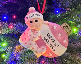 Baby’s first Christmas ornament, Christmas gift for new mom, pregnancy announcement ornament, Christmas gift for new dad, baby announcement