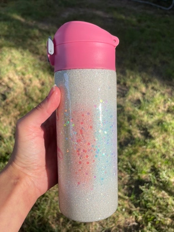 Unicorn Glitter Water Bottle with Straw