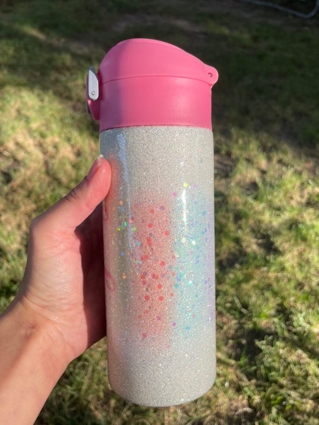 Glitter tumbler, kid water bottle, personalized water bottle, back to school cup, birthday gift for girl, unicorn tumbler, cup with straw