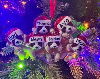 Sloth Christmas ornament, personalized family Christmas ornament, Christmas gift for mom, holiday ornament, Christmas gift for family