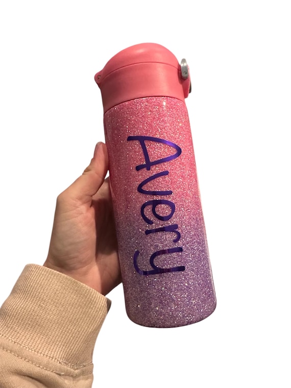 Ombré Glitter tumbler, kids water bottle personalized, glitter water bottle, birthday gift for daughter, summer camp cup