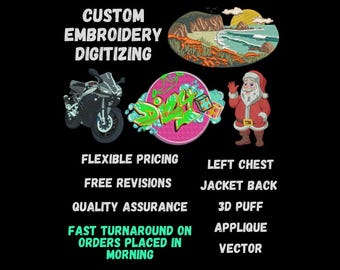 Custom Embroidery & Logo Digitizing Service, Machine Embroidery Designs and Files, EMB DST PES