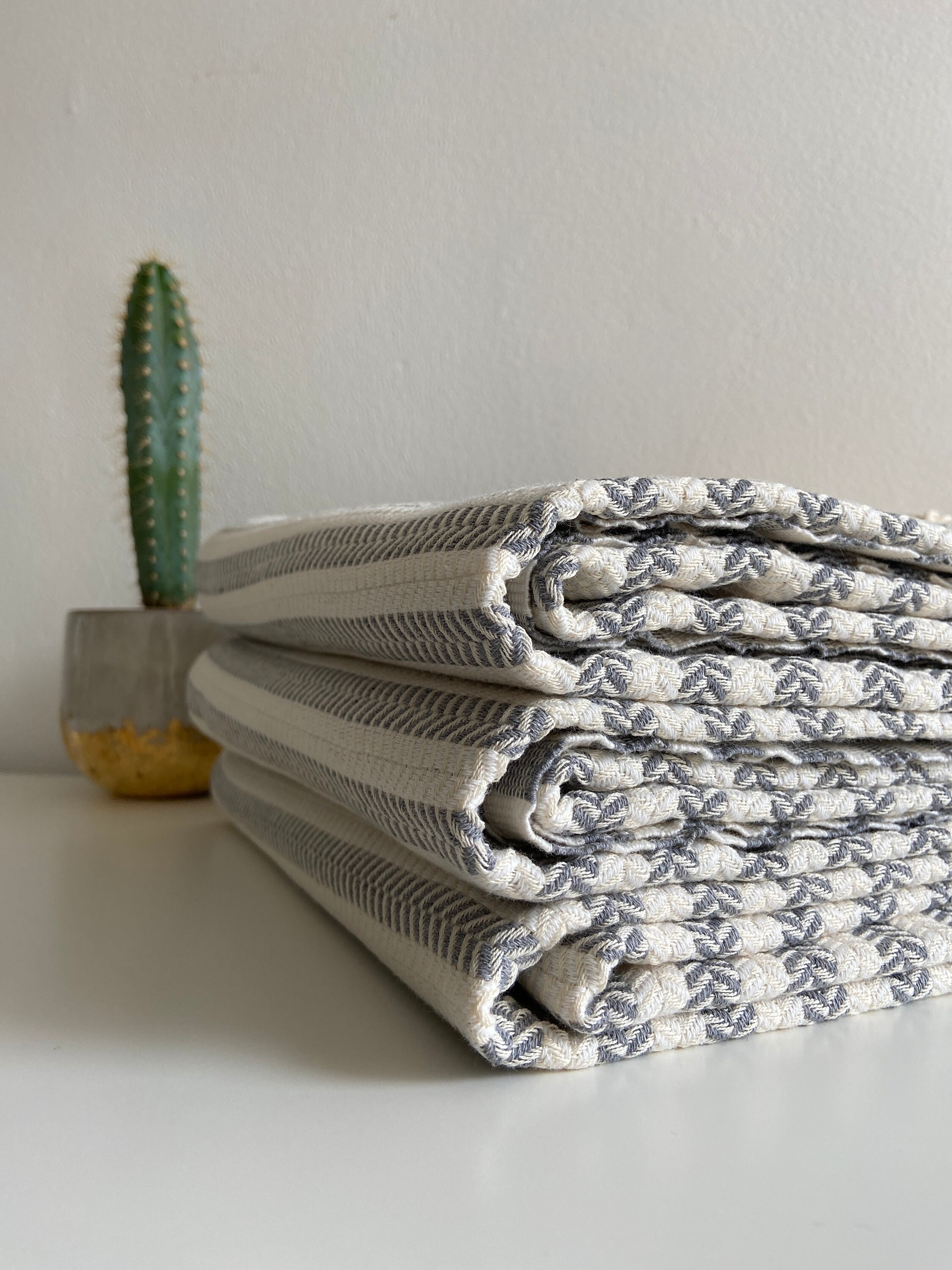 Grey Striped Cotton Sofa Throw, Throw Blanket, Turkish Towel Etsy UK
