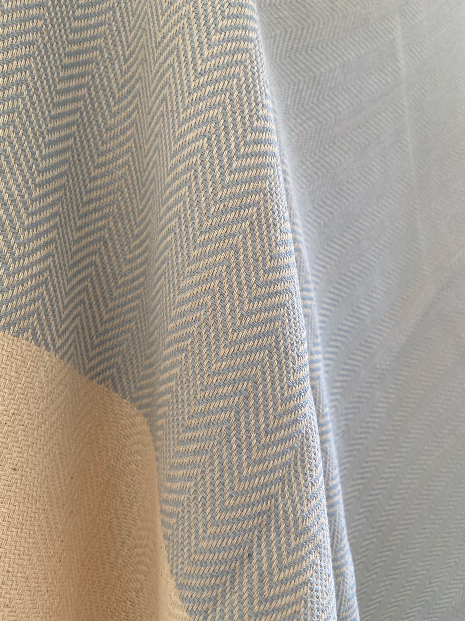 Pale Blue Sofa Throw With Fine Herringbone Design Cotton Etsy UK