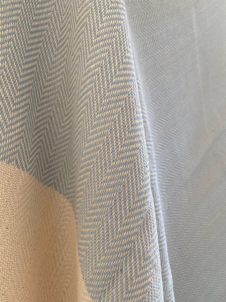 Pale Blue Sofa Throw With Fine Herringbone Design Cotton Etsy UK