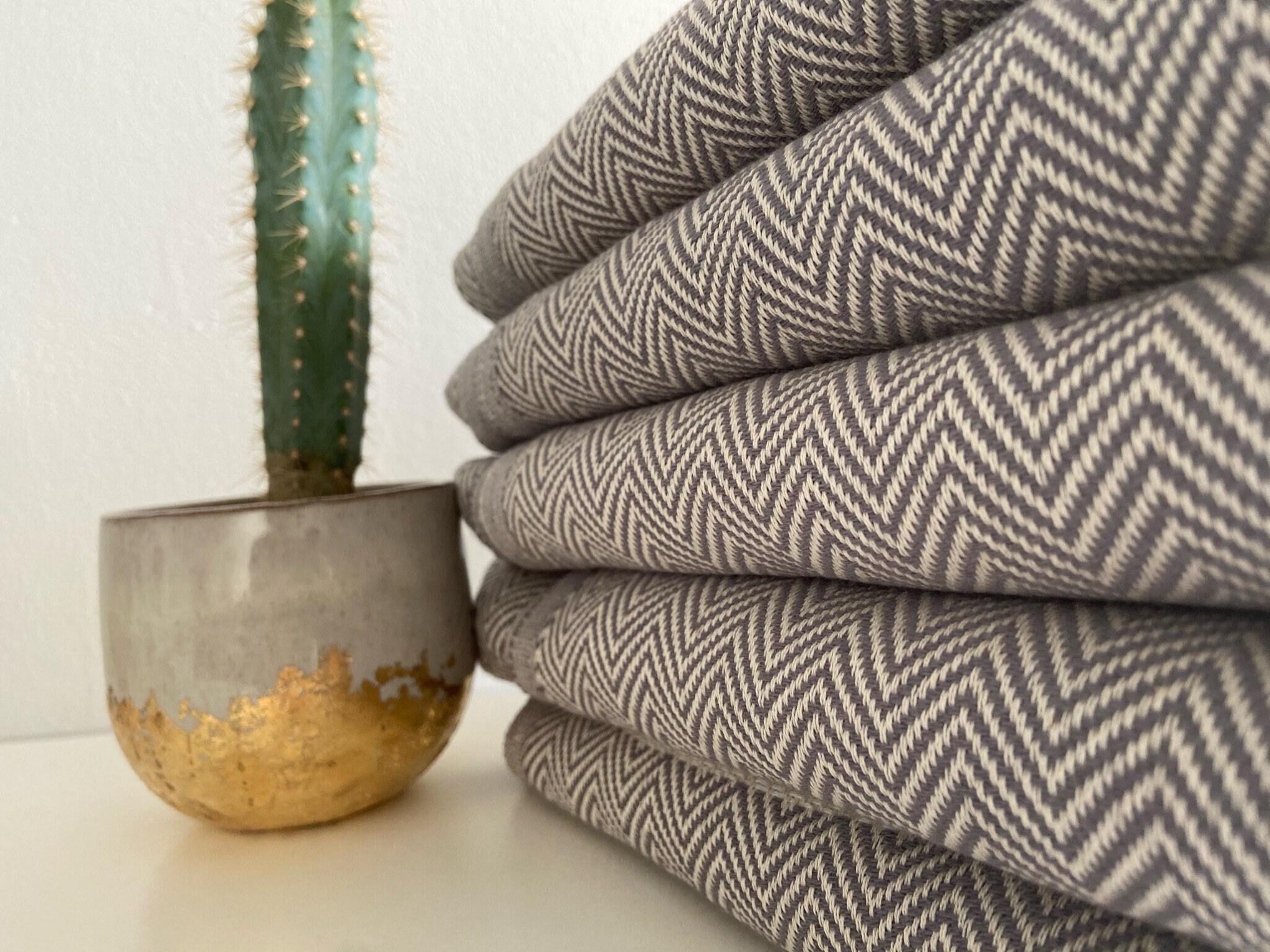 Grey Sofa Throw with Fine Herringbone Design Cotton Throw Etsy