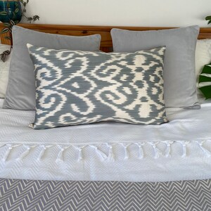 Fodera per cuscino in seta Ikat, cuscini monocromatici 40x60 cm