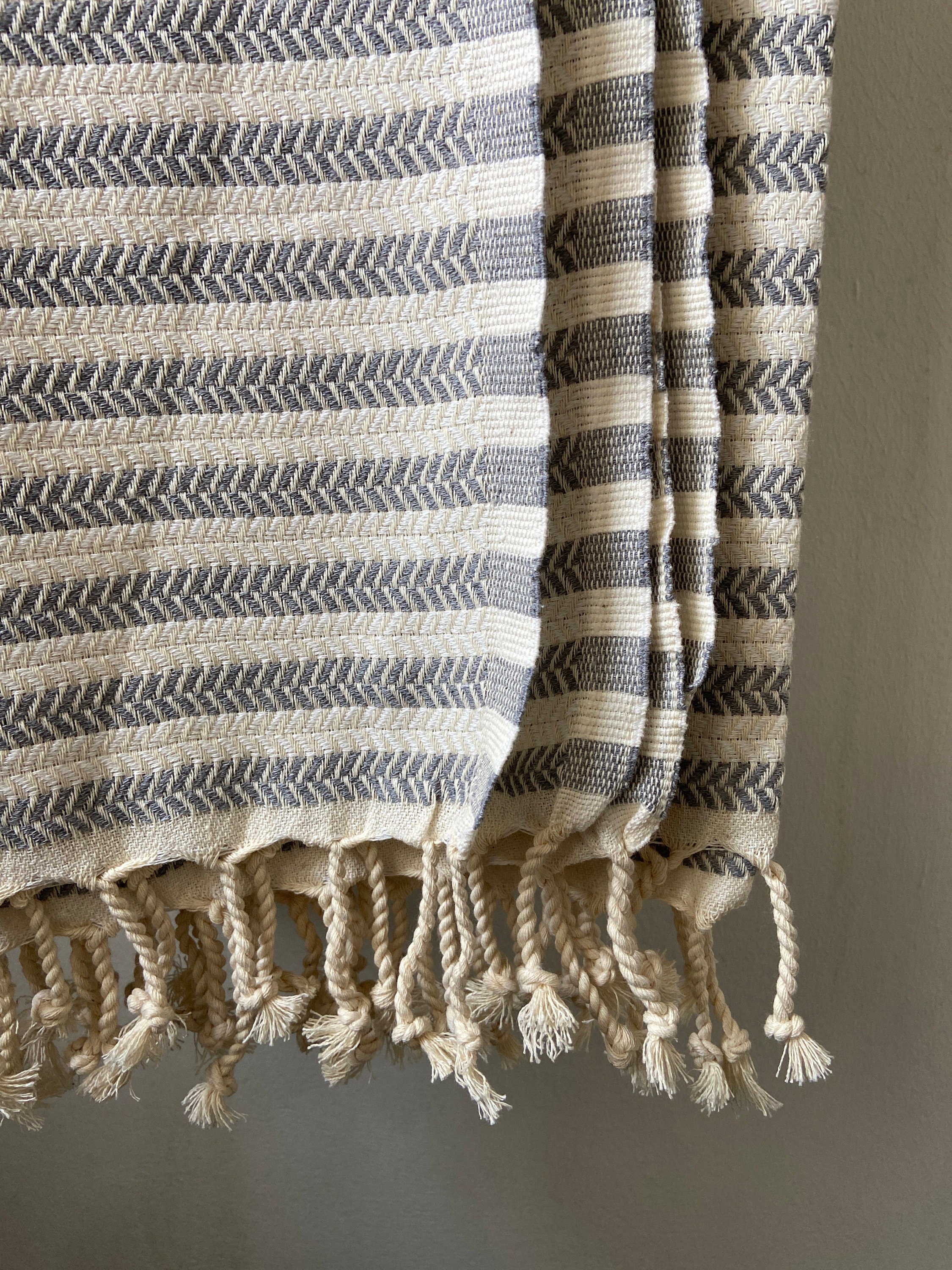 Grey Striped Cotton Sofa Throw, Throw Blanket, Turkish Towel Etsy UK