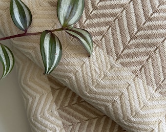 Cream Cotton Throw Blanket: Zigzag Herringbone Design, Hand-Finished