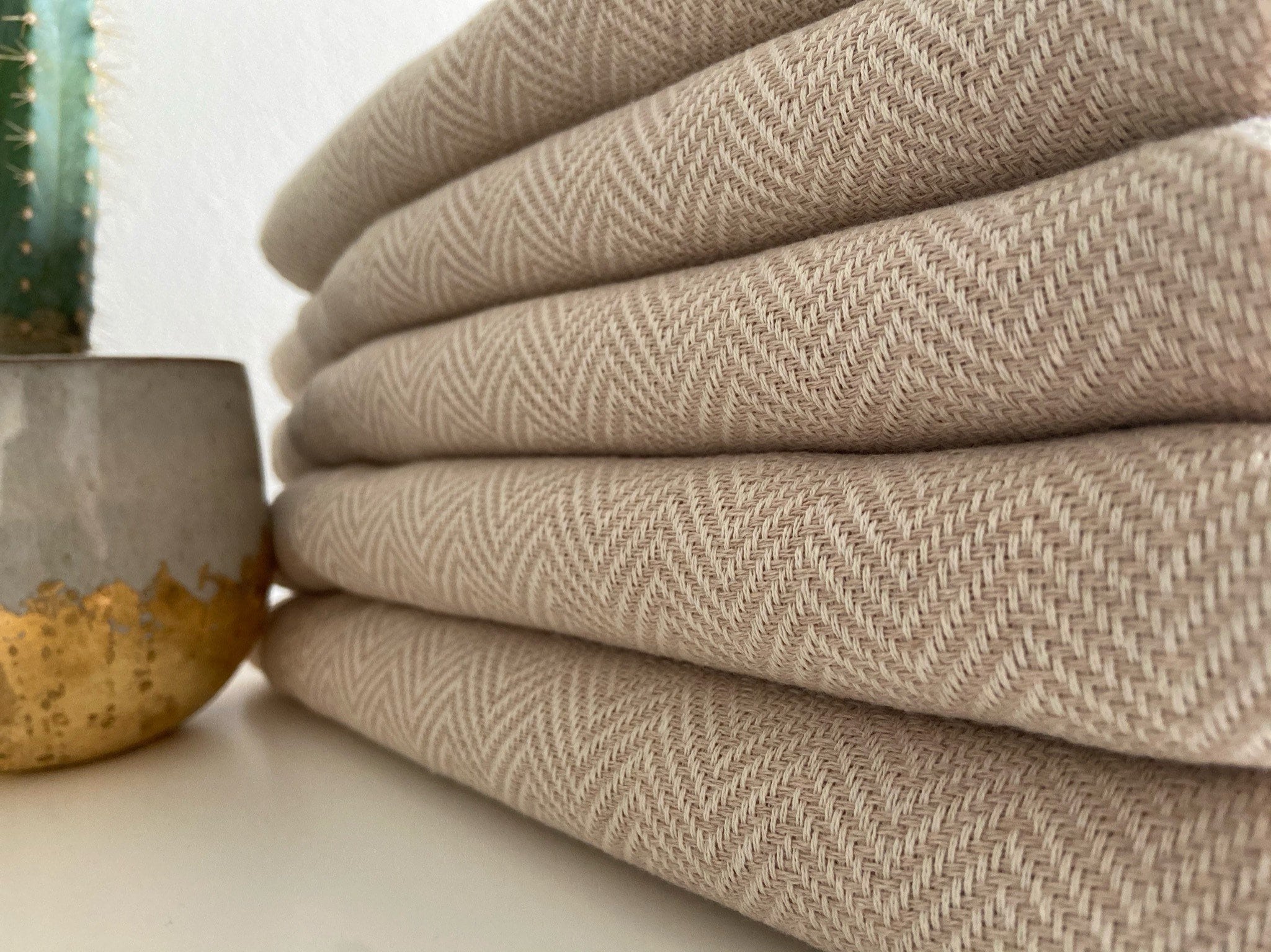 Cream Sofa Throw with Fine Herringbone Design Cotton Throw Etsy