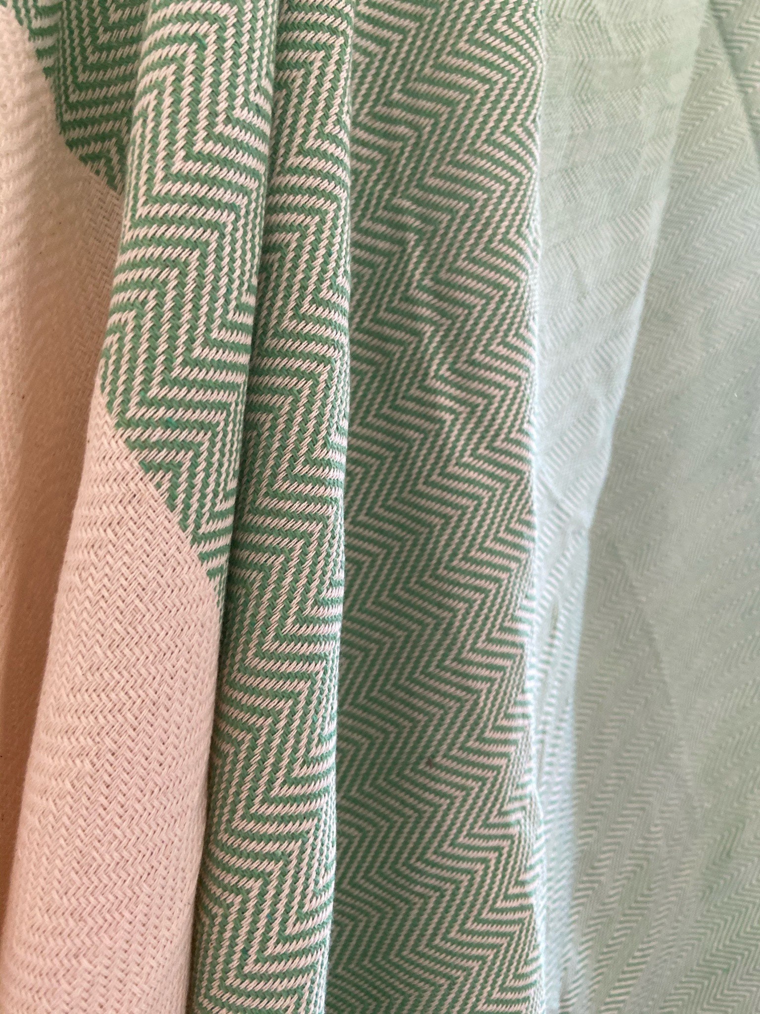 Green Sofa Throw With Fine Herringbone Design, Cotton Throw Blanket