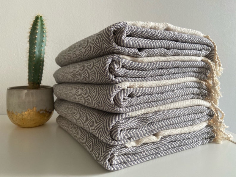 Grey Sofa Throw With Fine Herringbone Design Cotton Throw Etsy UK