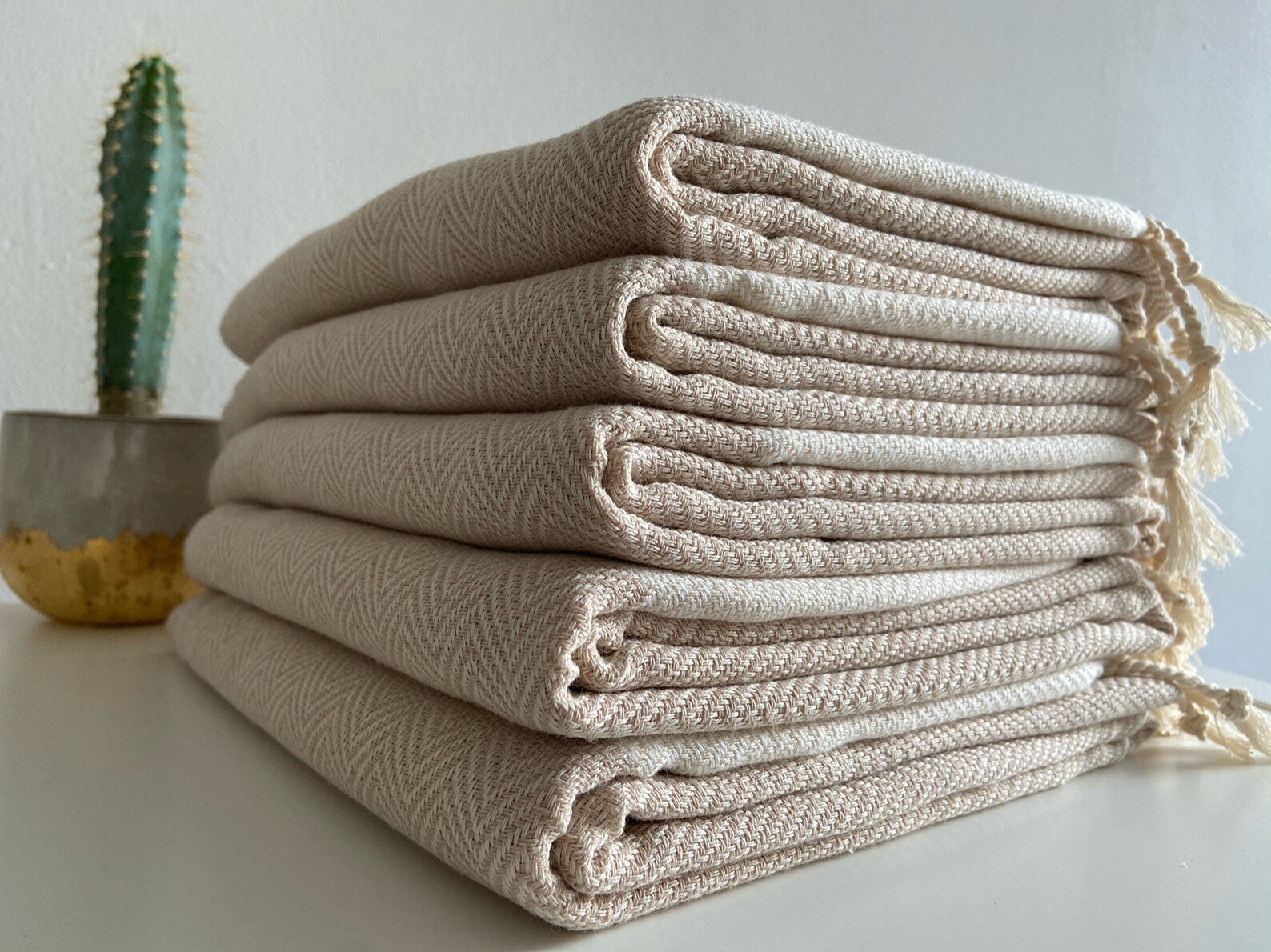 Cream Sofa Throw With Fine Herringbone Design Cotton Throw Etsy UK