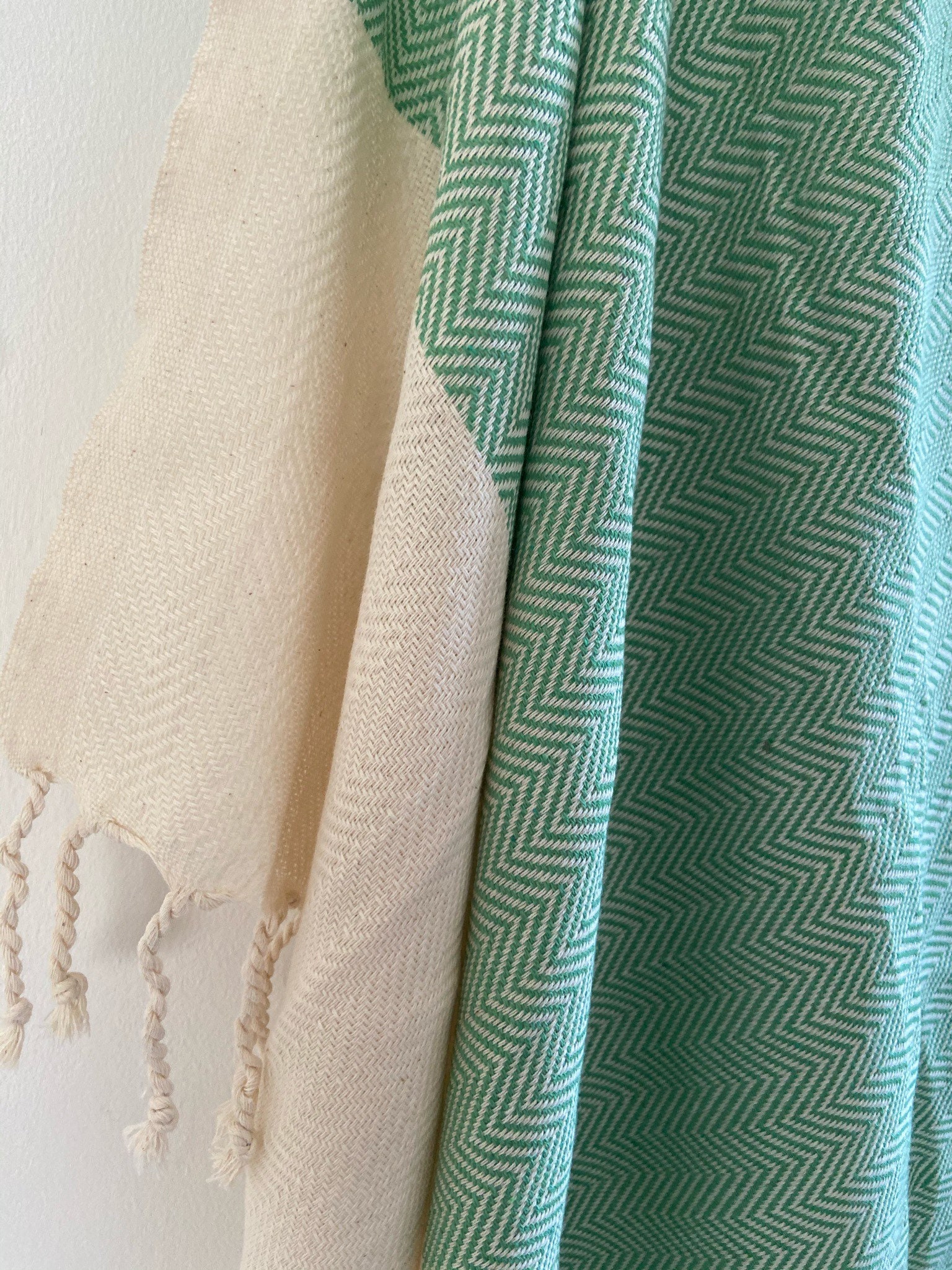 Green Sofa Throw With Fine Herringbone Design Cotton Throw Etsy UK