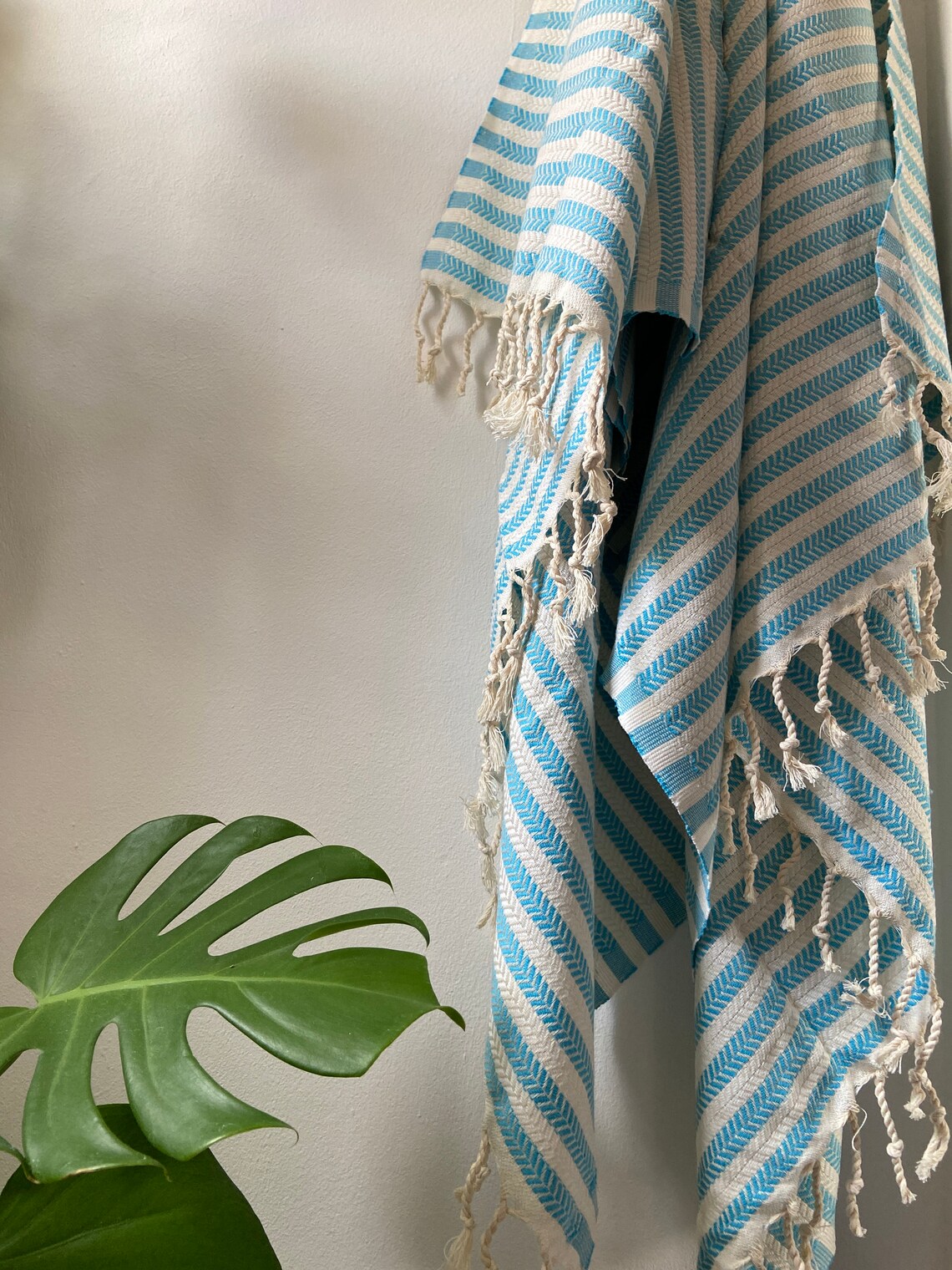 Turquoise Striped Cotton Sofa Throw Throw Blanket Turkish Etsy