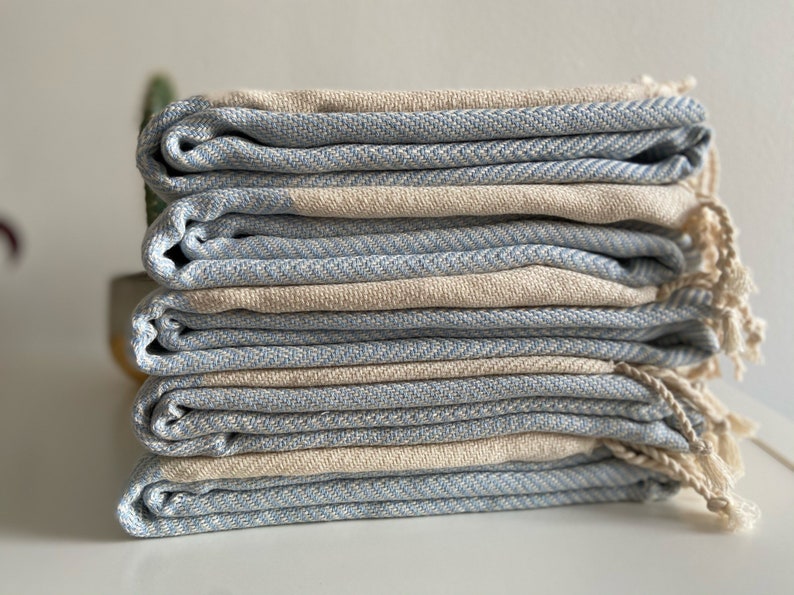 Pale Blue Sofa Throw With Fine Herringbone Design Cotton Etsy UK