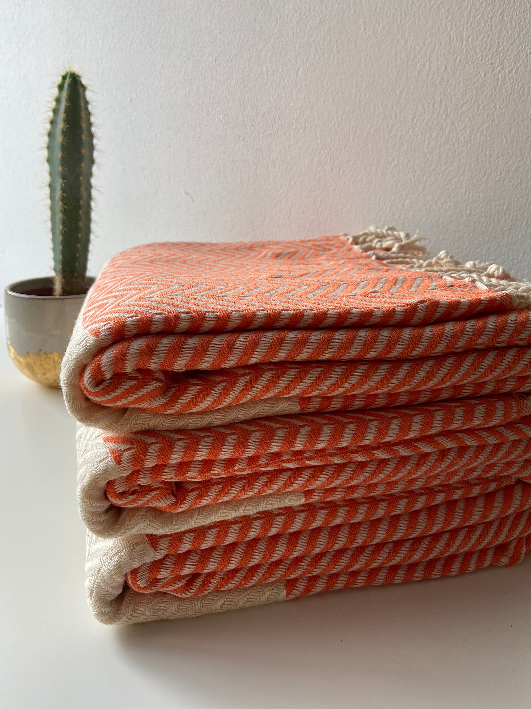 Zigzag Design Orange Soft Sofa Throw Cotton Throw Blanket Etsy UK