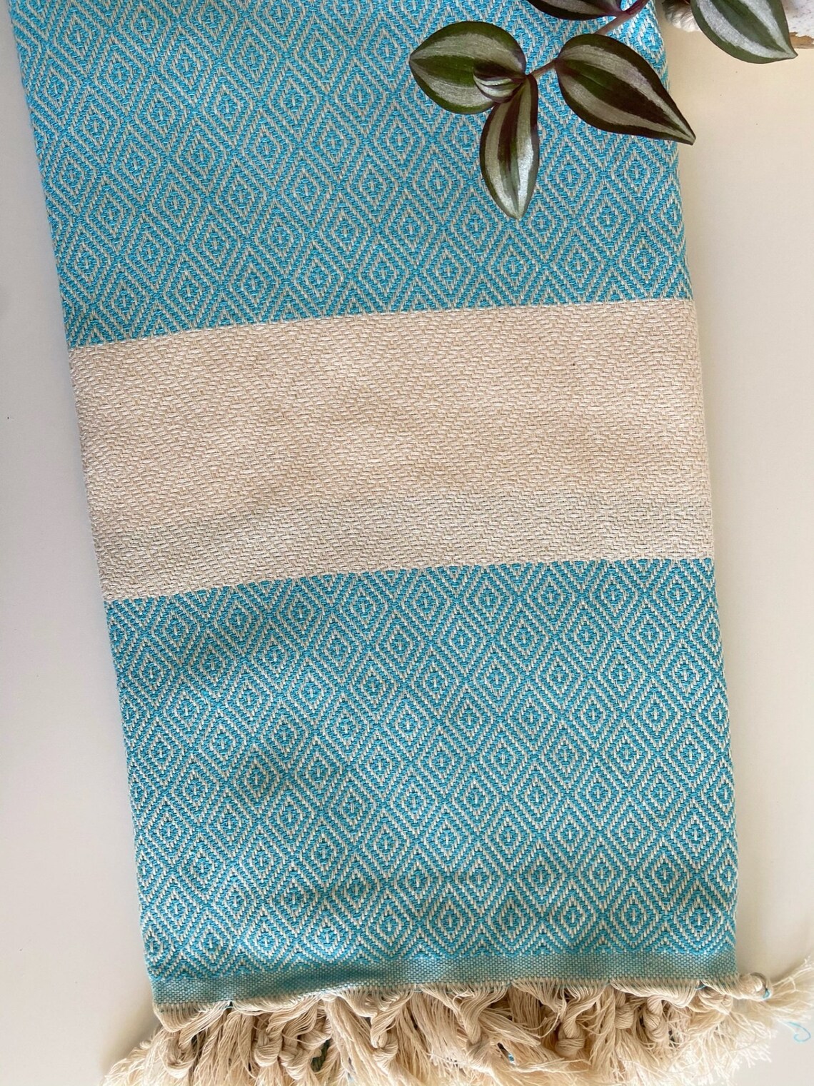 Turquoise Color Throws Diamond Design Turquoise Soft Sofa Throw Cotton Throw Blanket | Etsy UK