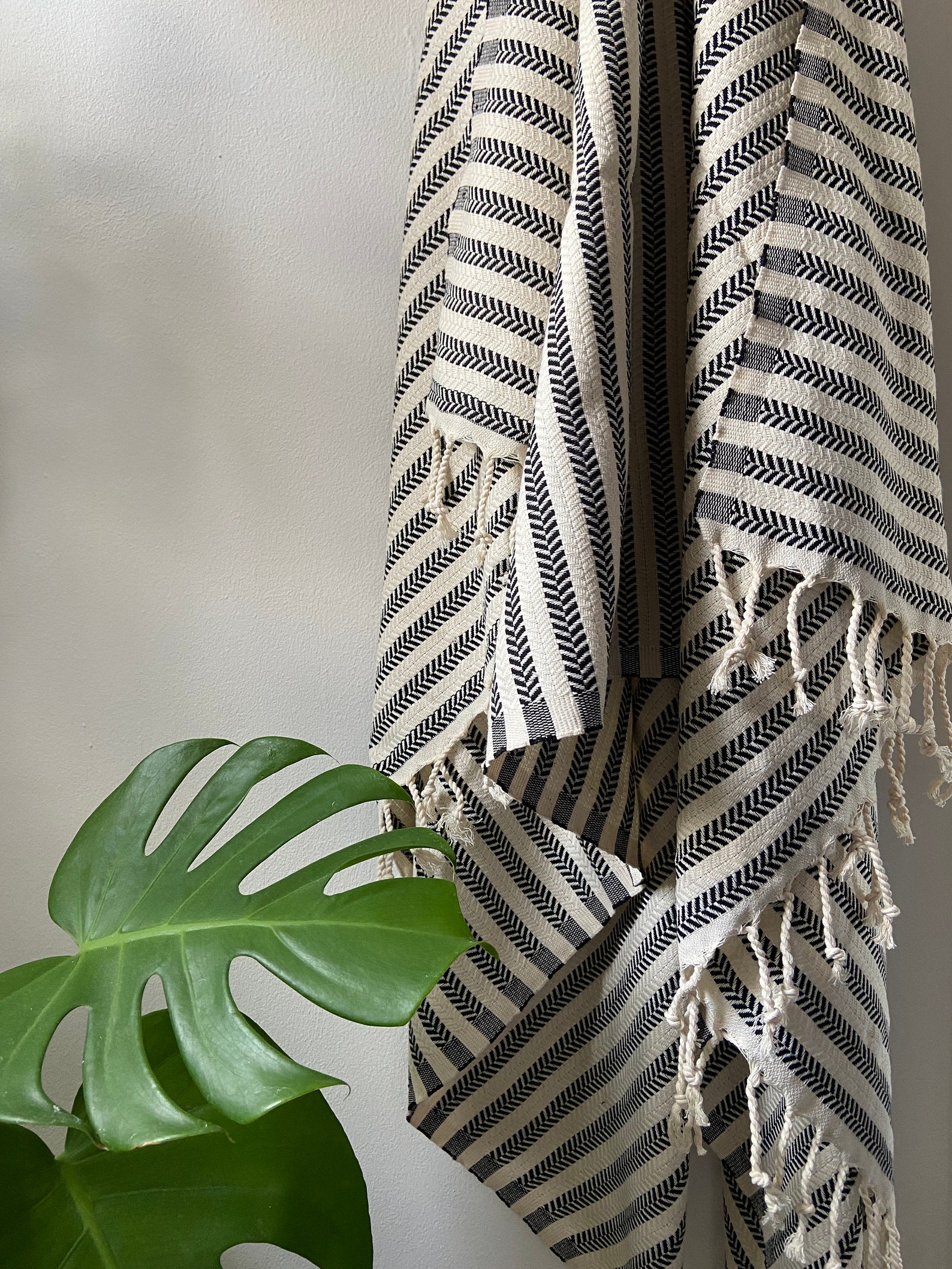 Tajik Home Blake Textured Striped Throw Blanket - Oyster Color, 50x60 Inch, 100% Cotton Woven - View #4
