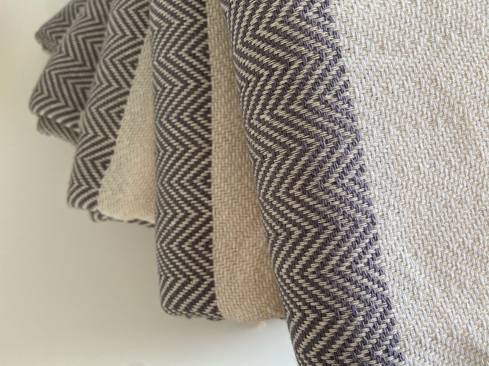 Grey Sofa Throw with Fine Herringbone Design Cotton Throw Etsy