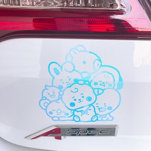 BTS BT21 Bangtan Holographic Vinyl Decal for Car, Laptop, Windows Decor  (Koya, RJ, Shooky, Mang, Chimmy, Tata, Cooky)